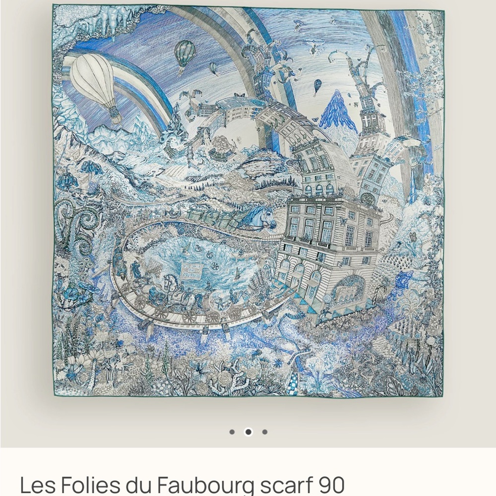 Hermes Les Folies du Faubourg Scarf - Blue and White NWT